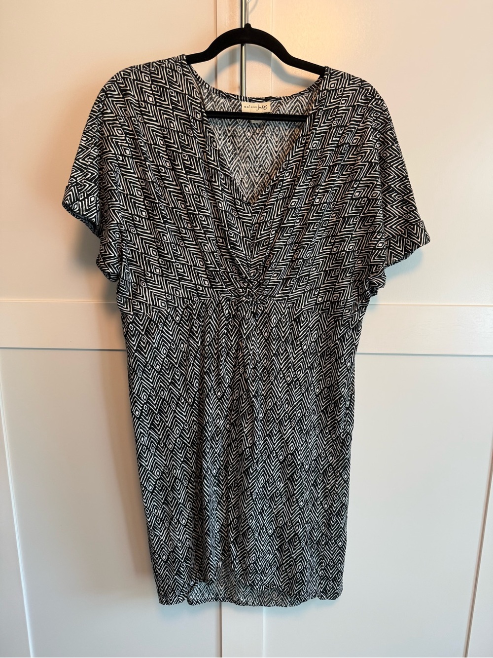 Maison Jules Black and White Geometric Dress Linen
